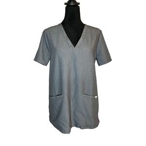 FIGS Casma‎ Three Pocket Scrub Top Womens Graphite Size Small